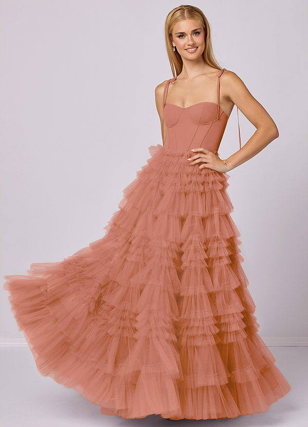 Barbie ♥ Azazie Brautjungfernkleider A-Linie Herzausschnitt Tüll Kleid Mai Tai image1