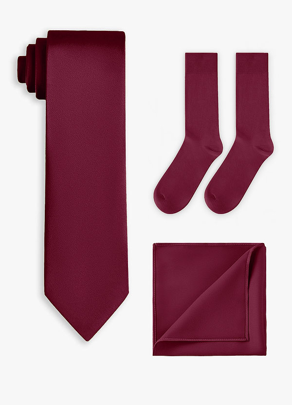 front Matching Stretch Satin Wide Tie & Pocket Square & Socks Set