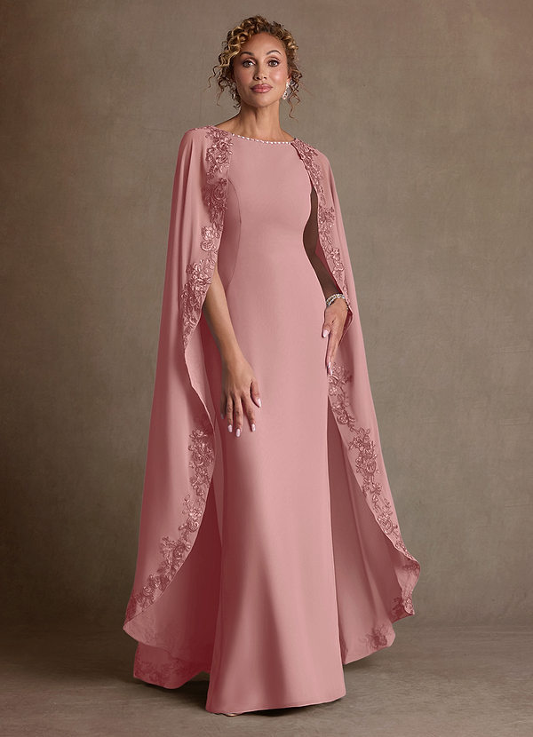 Azazie Artemisia Mother of the Brides Dresses Dusty Rose Sheath Lace Chiffon Dress image1
