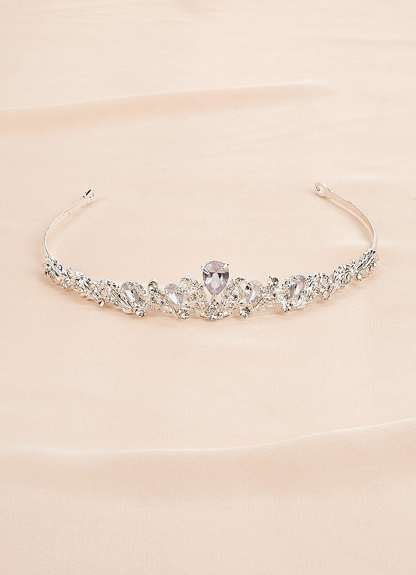 front Dainty Crystal Flower Girl Tiara