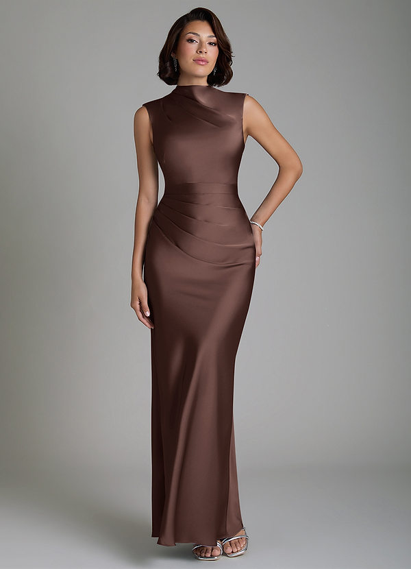 Azazie Lumia Bridesmaid Dresses Ganache Sheath Corset Stretch Satin Dress image1