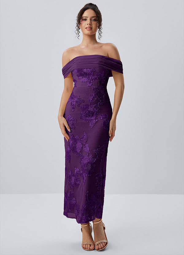 Berenice Pruim Stretch maxi-jurk met 3D-bloemen en kant image1