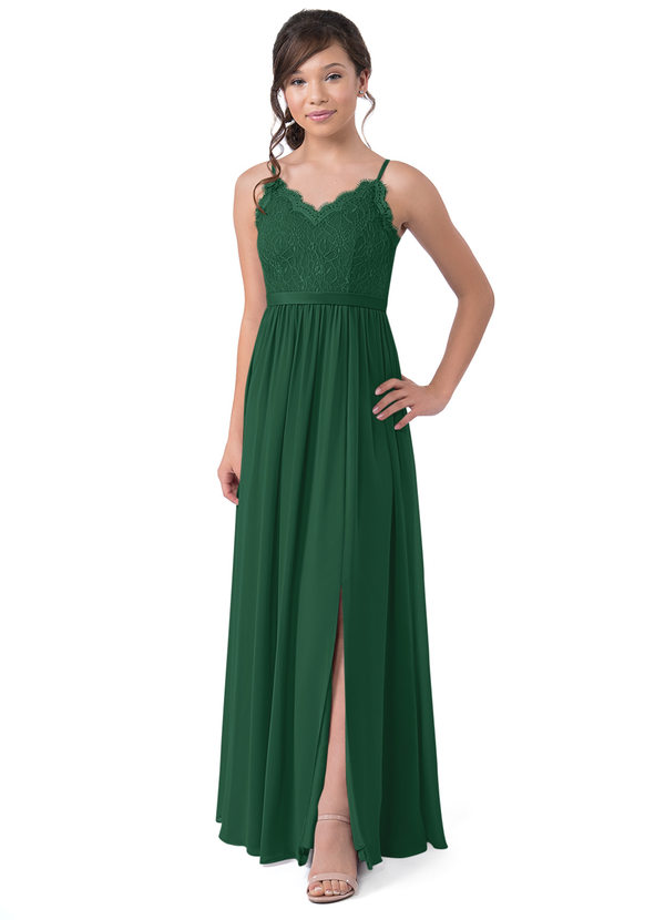 Dark Green Azazie Roxy JBD Junior Bridesmaid Dresses | Azazie