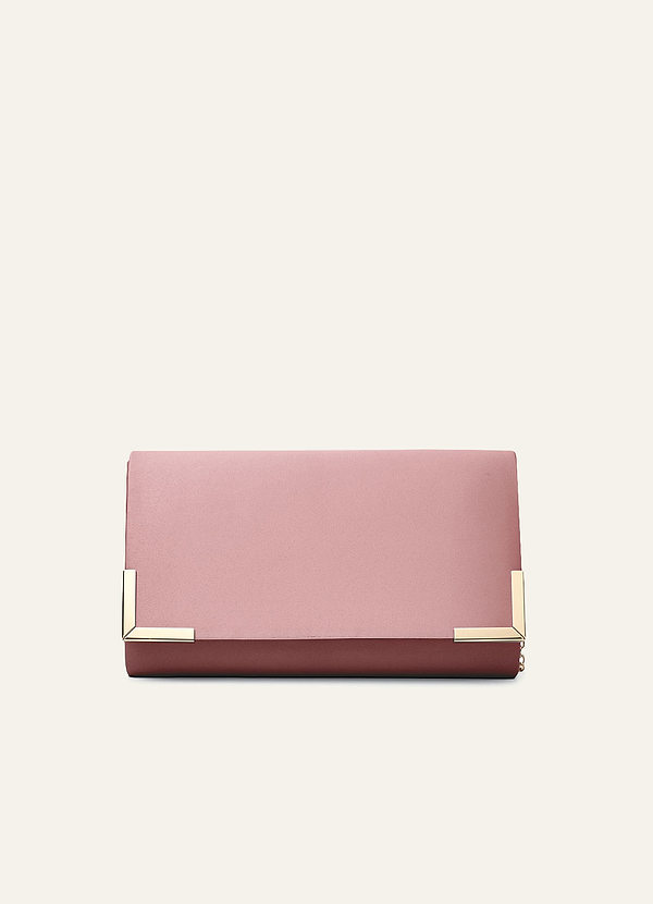 front Matching Color Matte Satin Envelope Clutch Bag