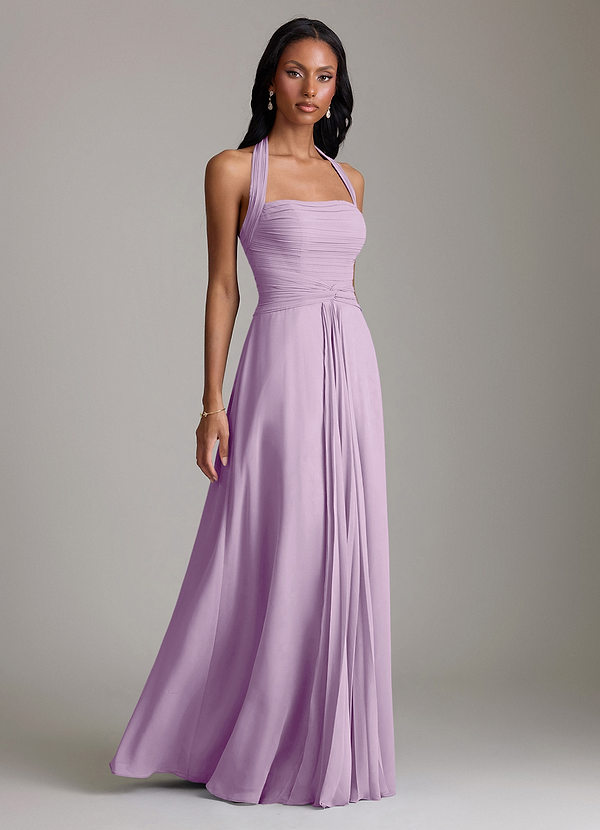 Azazie Clarisa Vestidos de dama de honor Vestido de Lila Esmerilada de Gasa de Línea A con Plisado image1