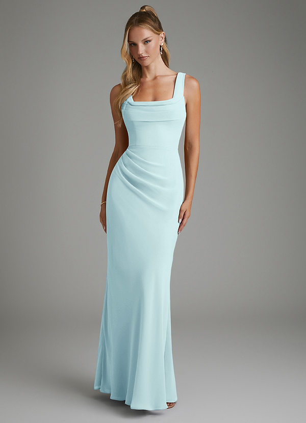 Azazie Asa Bridesmaid Dresses Sea Glass Sheath Corset Chiffon Dress image1