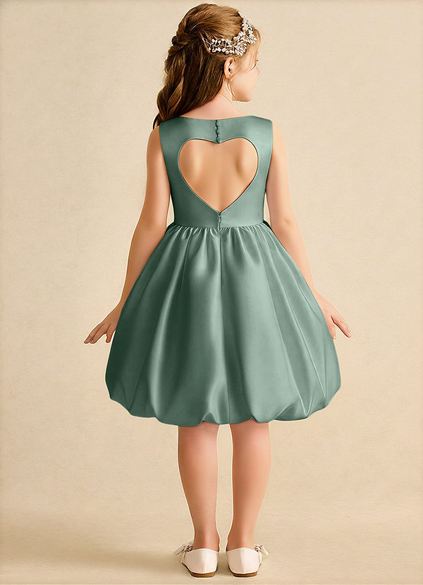 Azazie Nirvana Bloemenmeisjes Jurken Baljurk Jurk van Mat Satijn Ruches Eucalyptus image1