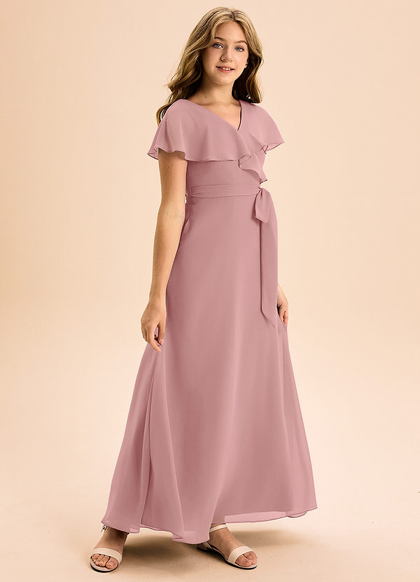 Azazie Lainey Junior Dusty Rose A-Line with Pockets Chiffon Dress image1