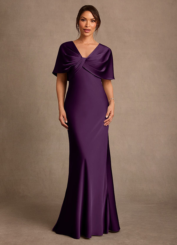 Azazie Dosia Suknie dla Matki Panny Młodej Osłona Pofałdowany Satyna elastyczna Długość podłogi Sukienka image1