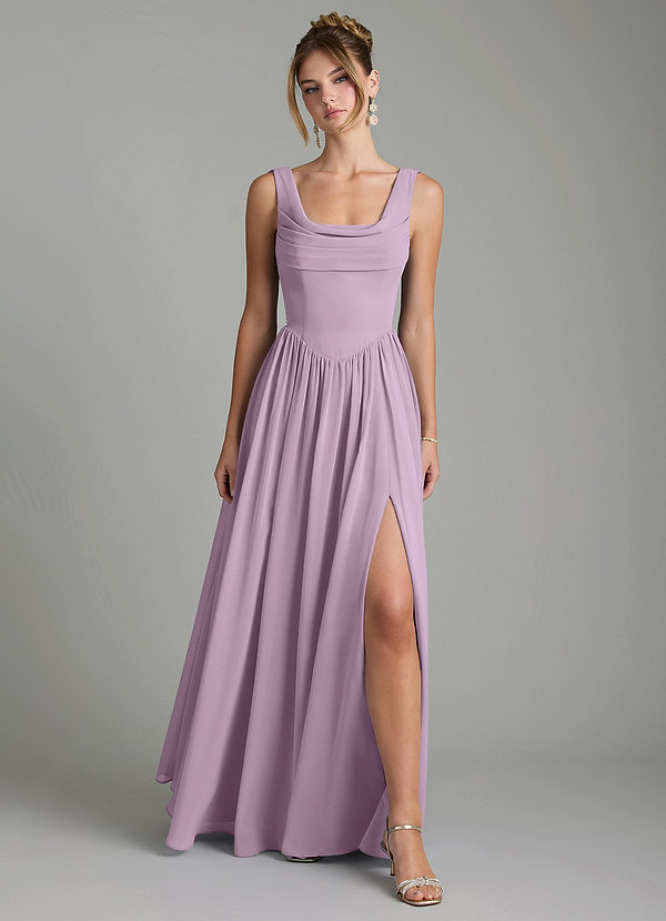 Azazie Novi Bridesmaid Dresses Wisteria A-Line Pleated Chiffon Dress image1