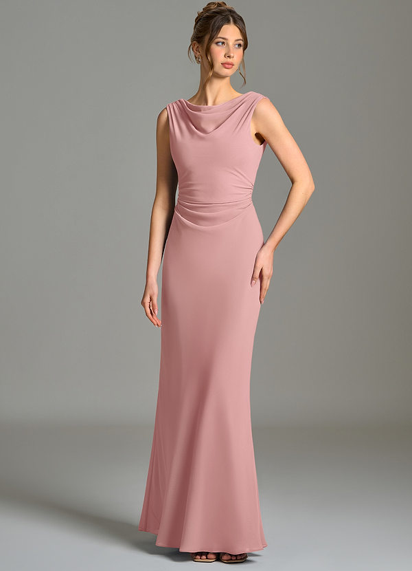 Azazie Kieryn Bridesmaid Dresses Dusty Rose Mermaid Pleated Chiffon Dress image1