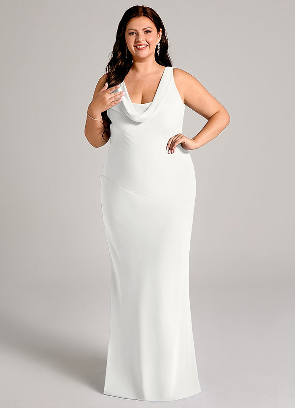 Azazie Rylina Vestidos Dama de Honor Vestido de Blanco de Gasa de Corte Sirena con Plisado image1