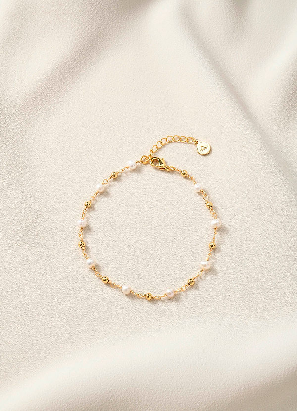 front Bracelet de perles en or
