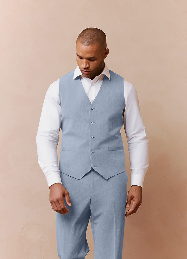 front Savile Light Blue Wool Blend Suit Vest