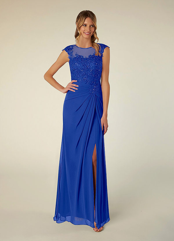 Azazie Libby Mother of the Brides Dresses Royal Blue A-Line Scoop Sequins Chiffon Dress image1