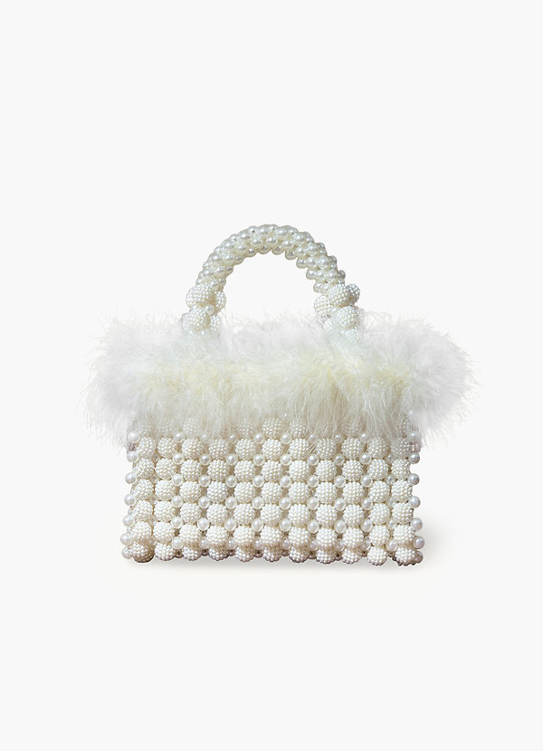 front Bolso de perlas de plumas