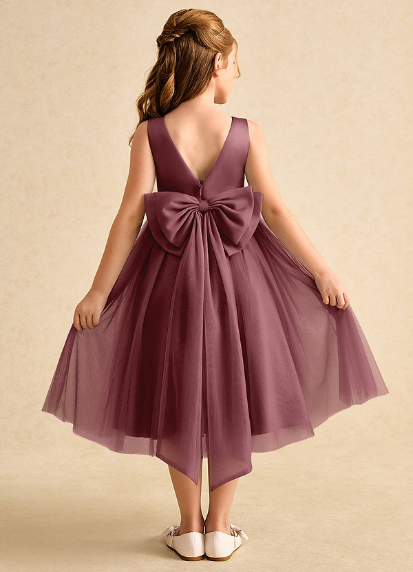 Azazie Winnie Flower Girl Dresses Desert Rose Ball-Gown Bow Tulle Dress image1