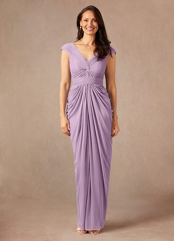 Azazie Lisolette Mother of the Brides Dresses Wisteria Sheath Pleated Mesh Dress image1