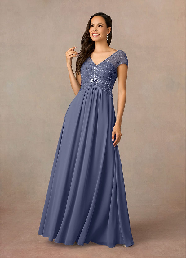 V-neck Lace A-Line Chiffon Asymmetrical Dress Stormy
