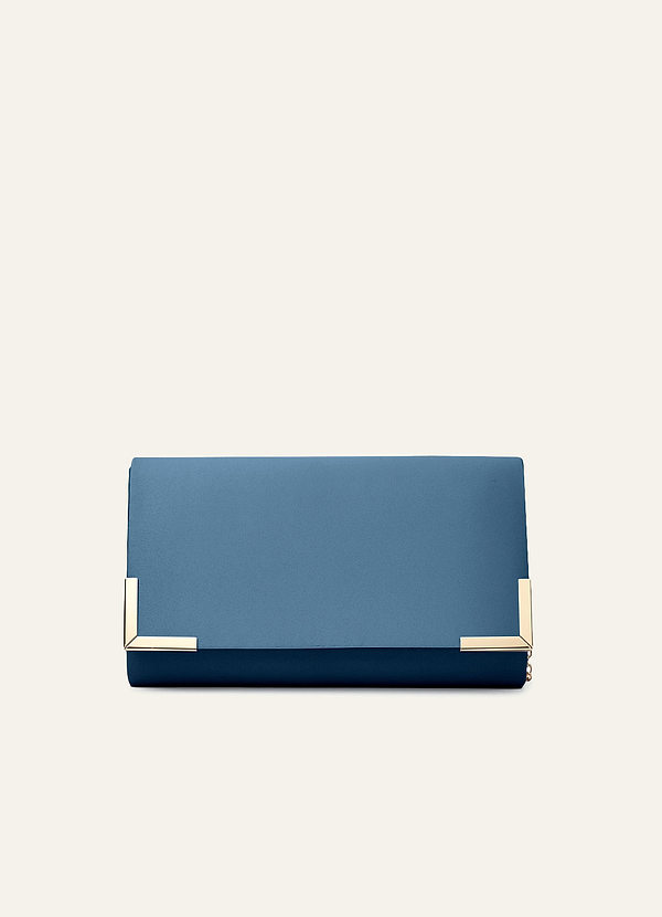 front Matching Color Matte Satin Envelope Clutch Bag