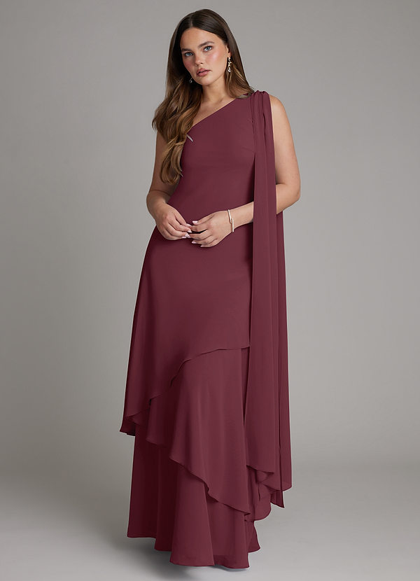 Azazie Monique Suknie dla druhen Linia A Jedno ramię Szyfon Do ziemi Sukienka image1