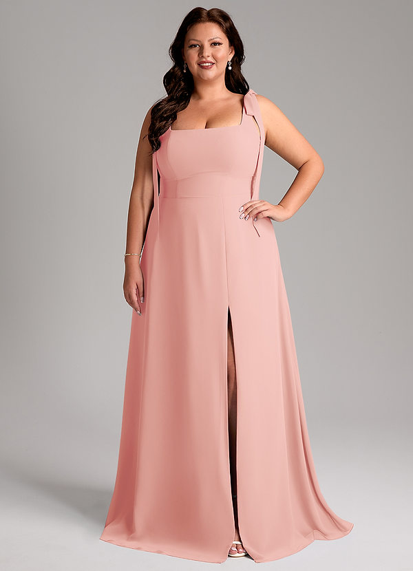 Azazie Debra Bruidsmeisjes Jurken Converteerbaar Jurk van Chiffon met A-Lijn met Zakken Rozet image1