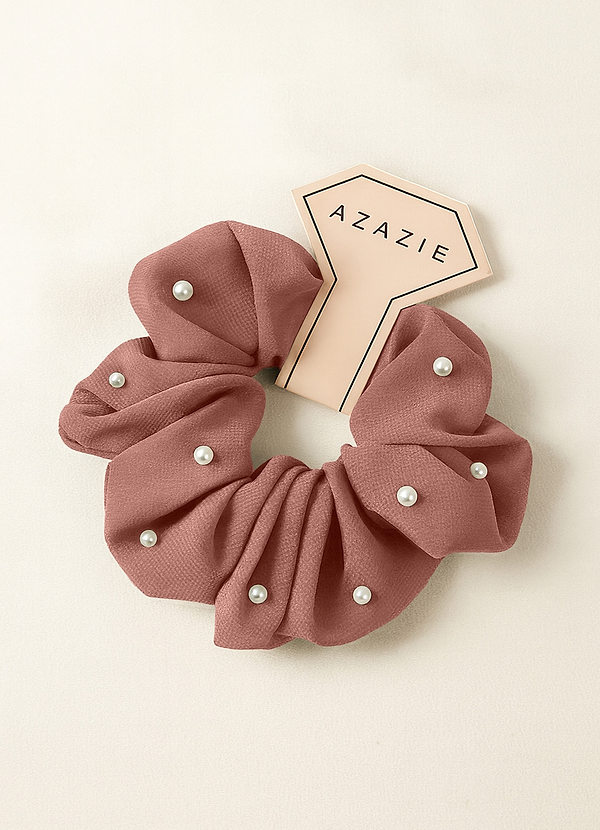 front Scrunchie oversize in chiffon con perle per damigelle d'onore
