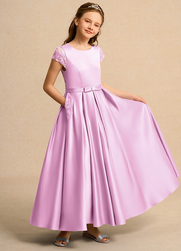 Azazie Bunny Junior Formal Vestidos de Niña de Flores Vestido de Rosa Caramelo de Encaje de Princesa image1