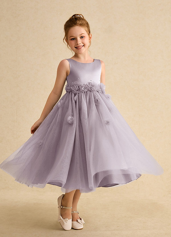 Azazie Lux Flower Girl Dresses Dusk A-Line Beaded Tulle Dress image1