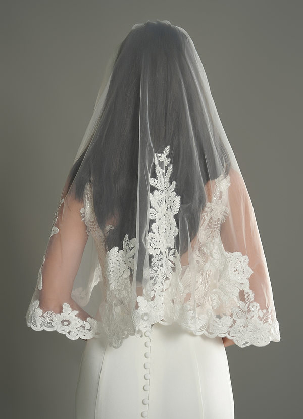 Voile De Mariée Court 2 Couches Avec Mitaines Dentelle - Gants Demi-Doigt Vintage Pour Mariage, Halloween Ou Cosplay