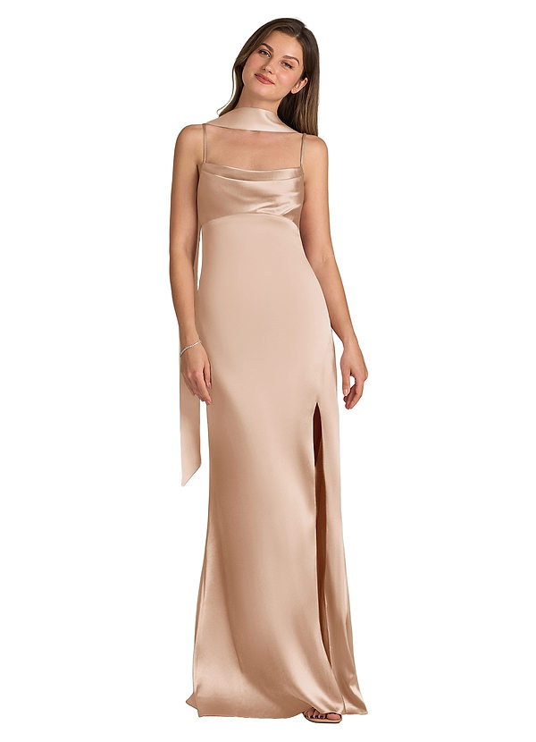 front Azazie Matching Color Matte Satin Scarf