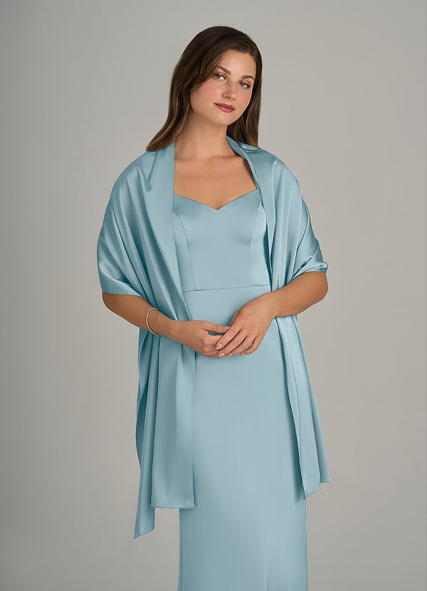 front Azazie Matching Color Ireland Stretch Satin Shawl