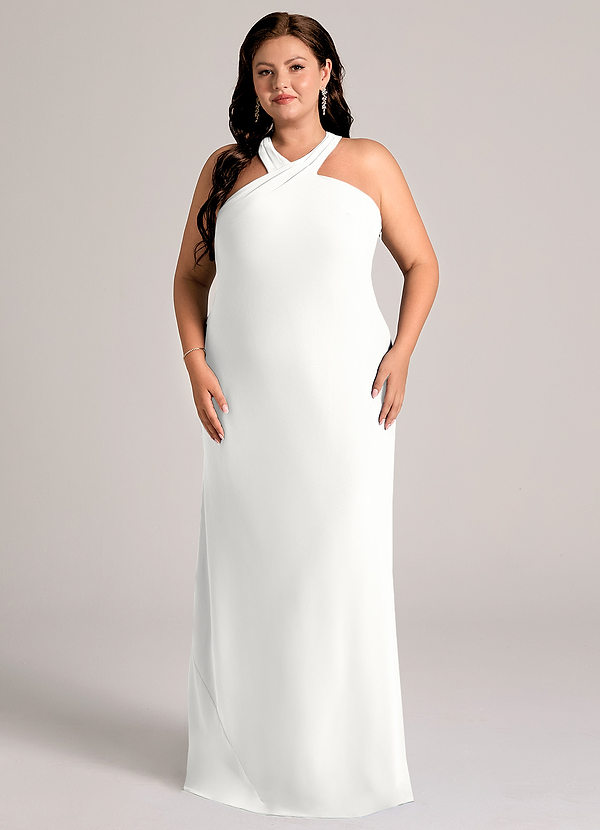 Azazie Doretta Bruidsmeisjes Jurken Jurk van Chiffon met Zeemeermin Geplooid Wit image1