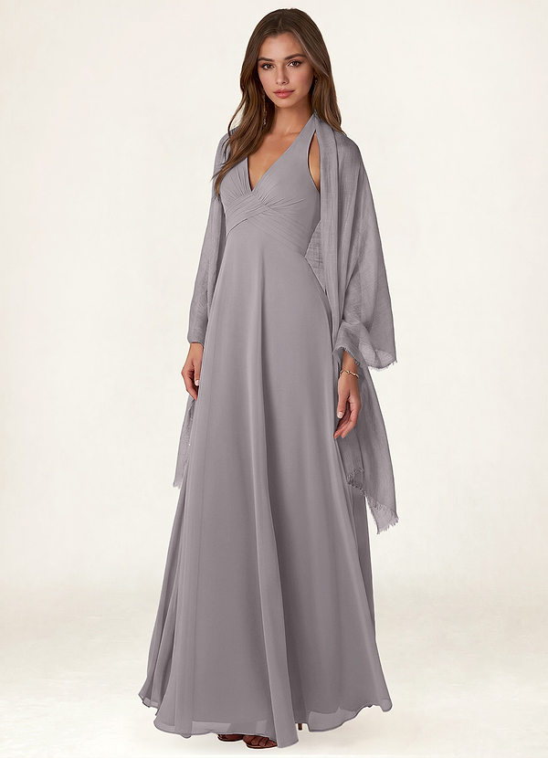 front Azazie Soft Wool Blend Textured Frayed Edge Shawl