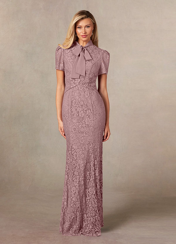 Azazie Carleannia Robe Mère de la Mariée & du Marié Robe Sirène en Mousseline de soie Dentelle Rose Poussiéreuse image1