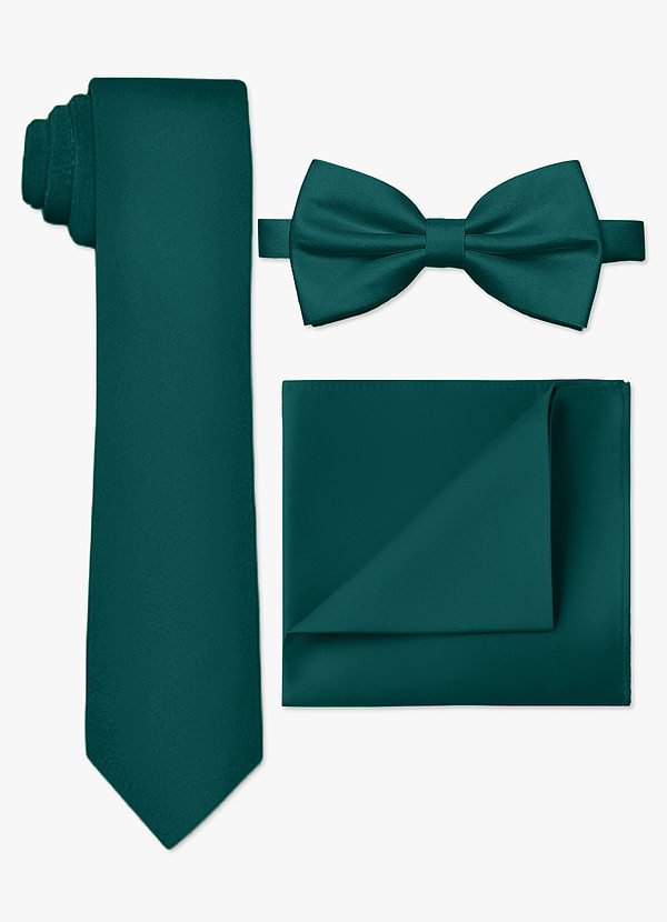 front Ensemble cravate fine, nœud papillon et pochette en satin mat