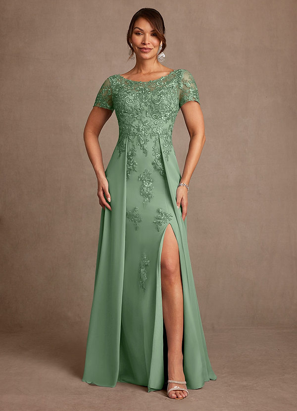 Azazie Alva Vestidos para la madre de la novia Vestido de Matcha de Encaje de Corte en A image1