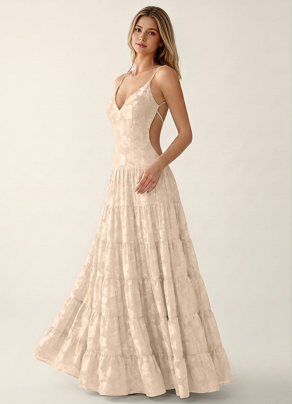 Rioyabella Cream Jacquard Open Back Wedding Guest image1