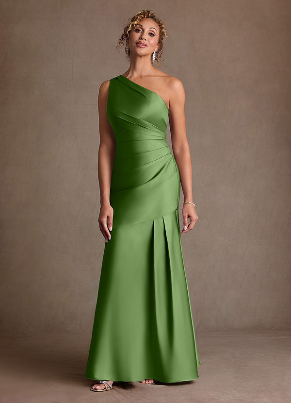 Azazie Haifa Mother of the Brides Dresses Basil Mermaid One Shoulder Stretch Satin Dress image1