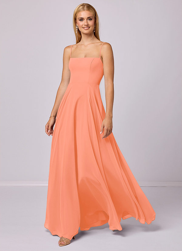 Barbie ♥ Azazie Brudtärneklänningar Klä av A-Linje i Chiffong Solnedgång image1