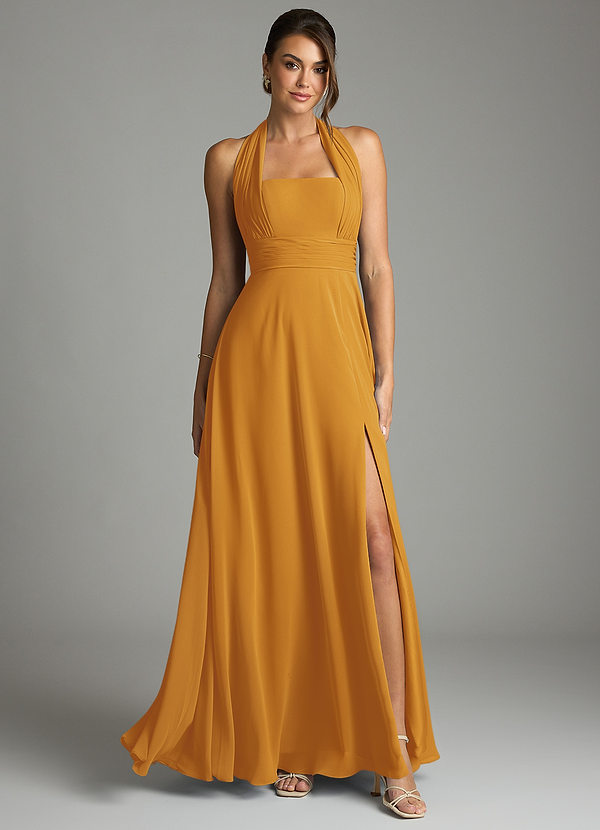 Azazie Tamira Suknie dla druhen Linia A Pofałdowany Szyfon Do ziemi Sukienka image1