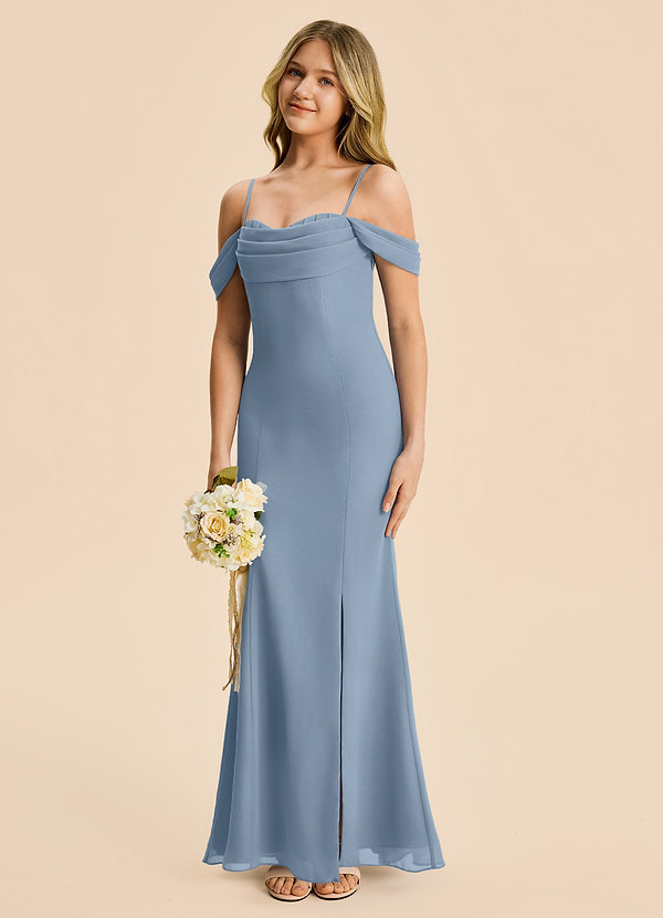 Nira Junior Dusty Blue Mermaid Ruched Chiffon Dress image1