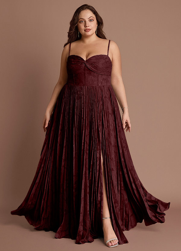 Akiko Wine Pleated Maxi Dress image1