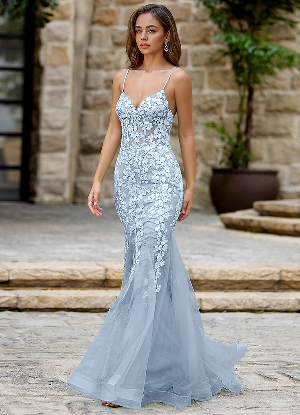 Dentelle Light Blue Mermaid Prom Dress image1