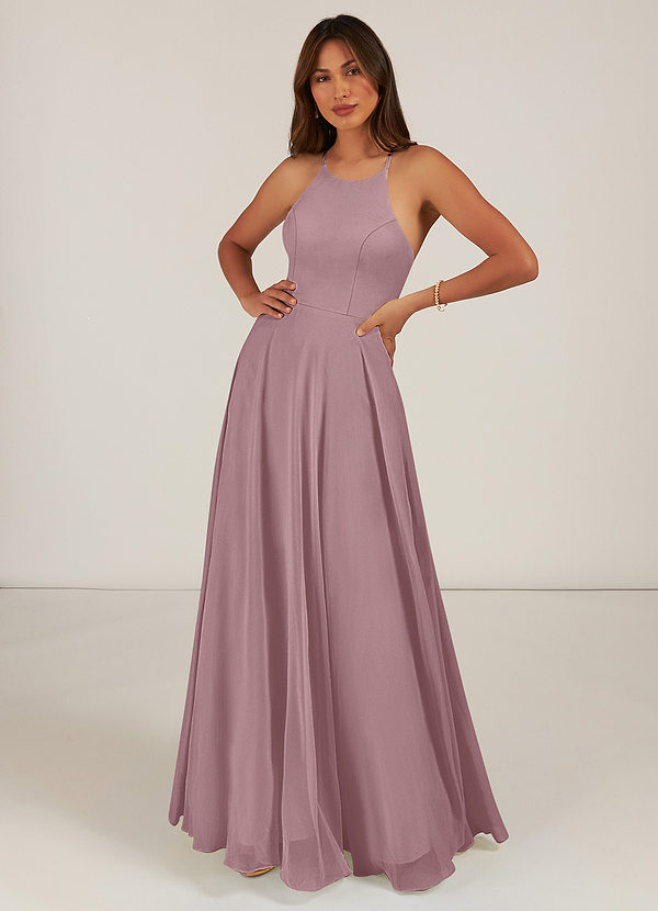 Azazie Celyn Bridesmaid Dresses A-Line Chiffon Floor-Length Dress image1