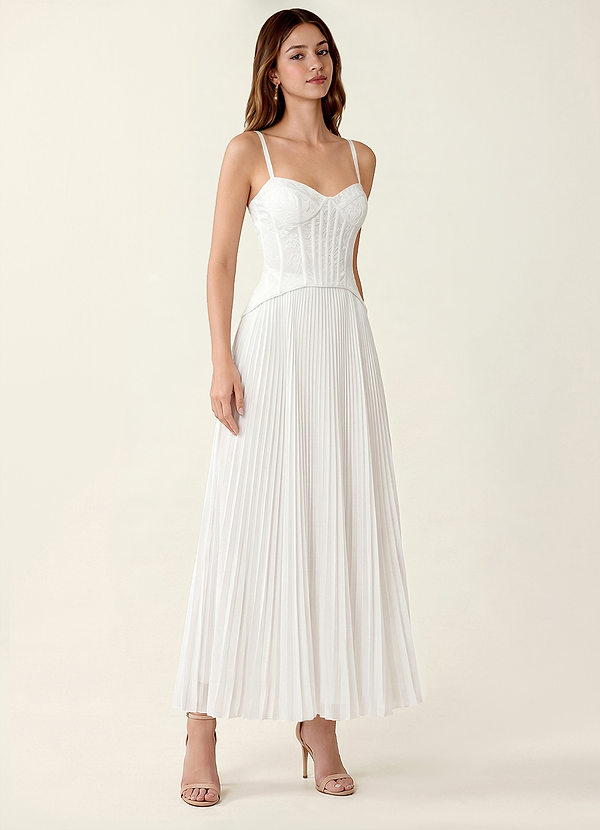 Isolde White Lace A-line Corset Maxi Dress image1