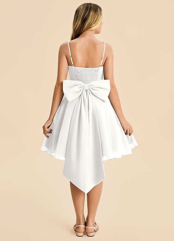 Azazie Arie Junior Vestido Blanco de Gasa de Corte en A con Drapeado image1