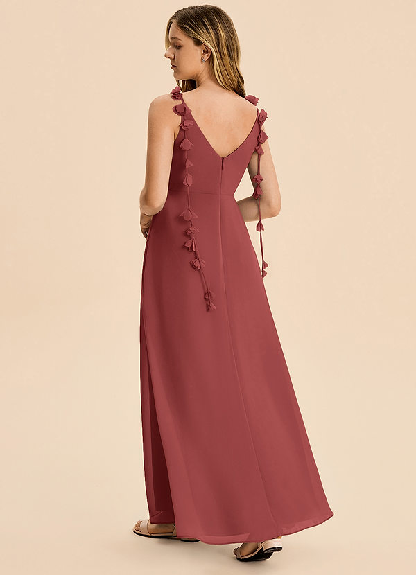 Azazie Gumdrop Junior Terracotta Empire Pleated Chiffon Dress image1