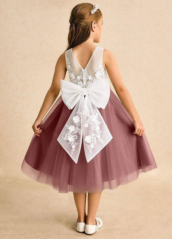 Azazie Lina Flower Girl Dresses Ivory Desert Rose Ball-Gown Lace Dress image1