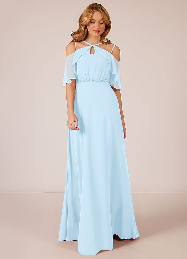 Azazie Adele Bridesmaid Dresses A-Line Ruched Chiffon Floor-Length Dress image1